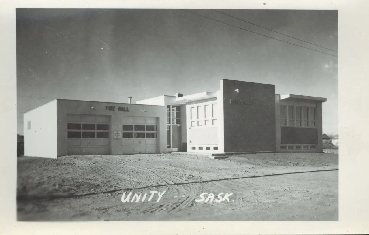 Fire hall and town office, Unity, about 1950s